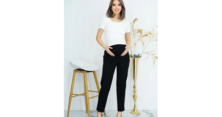 Черные офисные брюки на флисе