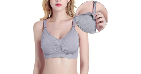 Бюстгальтер для беременности и кормления расширенный размерный ряд СЕРЫЙ МЕЛАНЖ